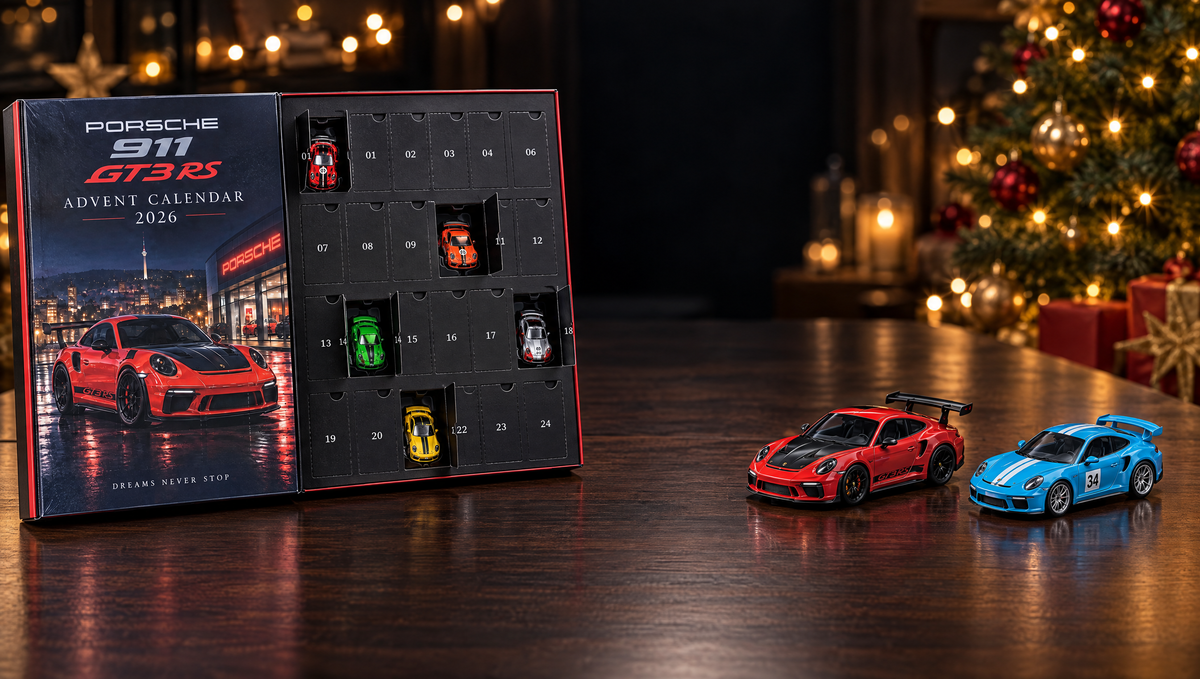 Open Porsche advent calendar with Guards Red GT3 RS