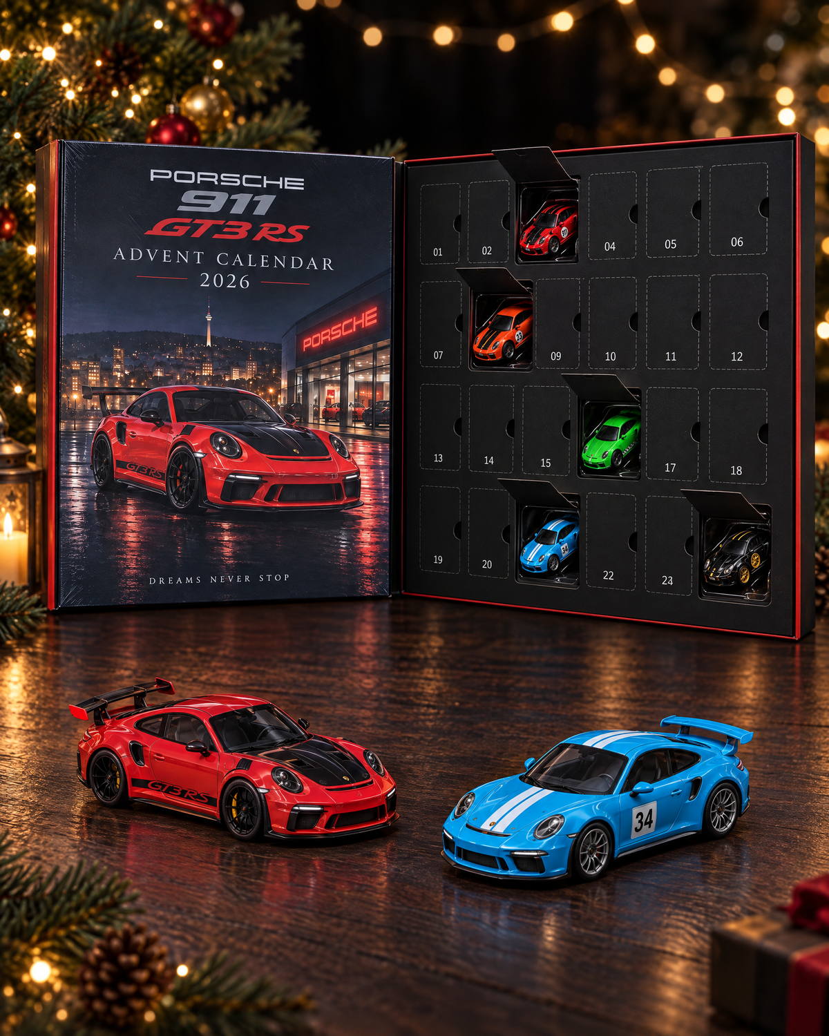 Open Porsche advent calendar with Guards Red GT3 RS