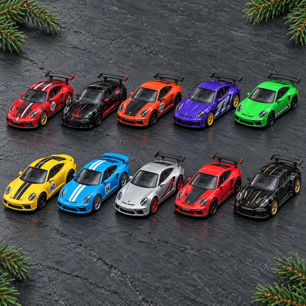 10 die-cast Porsche minis