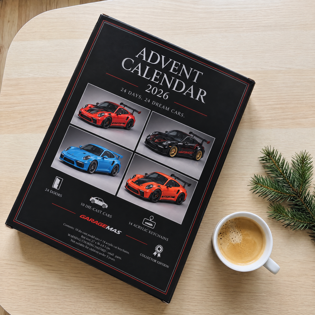 Back of the Porsche advent calendar collector box